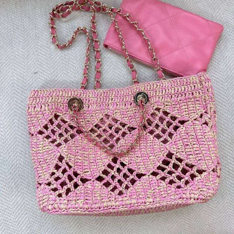 Weaving Hollow Beach Bag High-End Fashion One-Shoulder Crossbody Chain Vegetable Basket Handbags For Women Canvas Cloth Summer