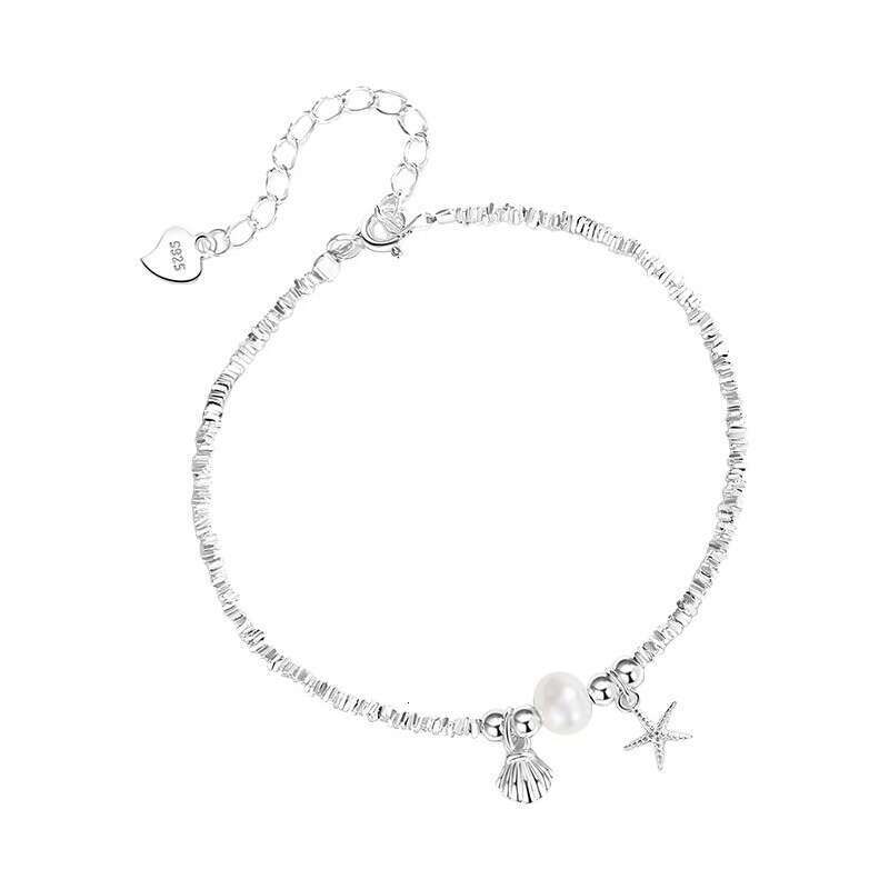 New Starfish Shell Fragment Sier Pearl Fashion Women's Bracelet Exquisite Student Korean Sweet Design Jewelry