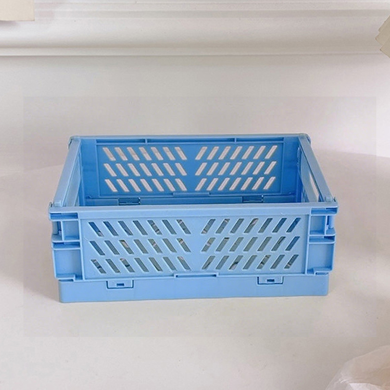Desktop Plastic Organizer Storage Box - Foldable Small Basket for Cosmetics, Student Stationery, Sundries & Storage Bin