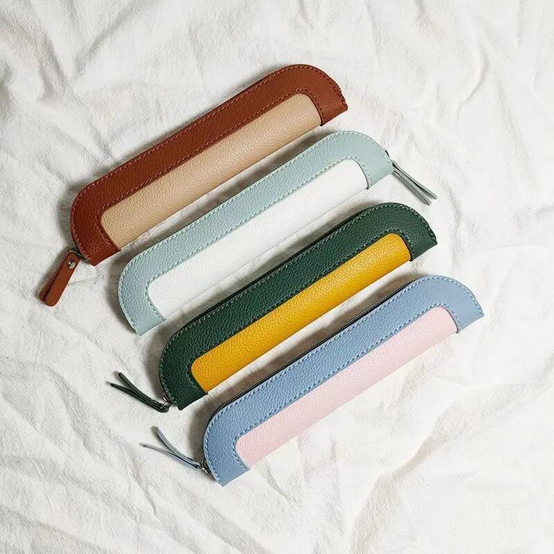PU Leather Fashion Mini Pouch Business Office Portable Pen Woman Student Cute Wholesale Pencil Case Storage Bag