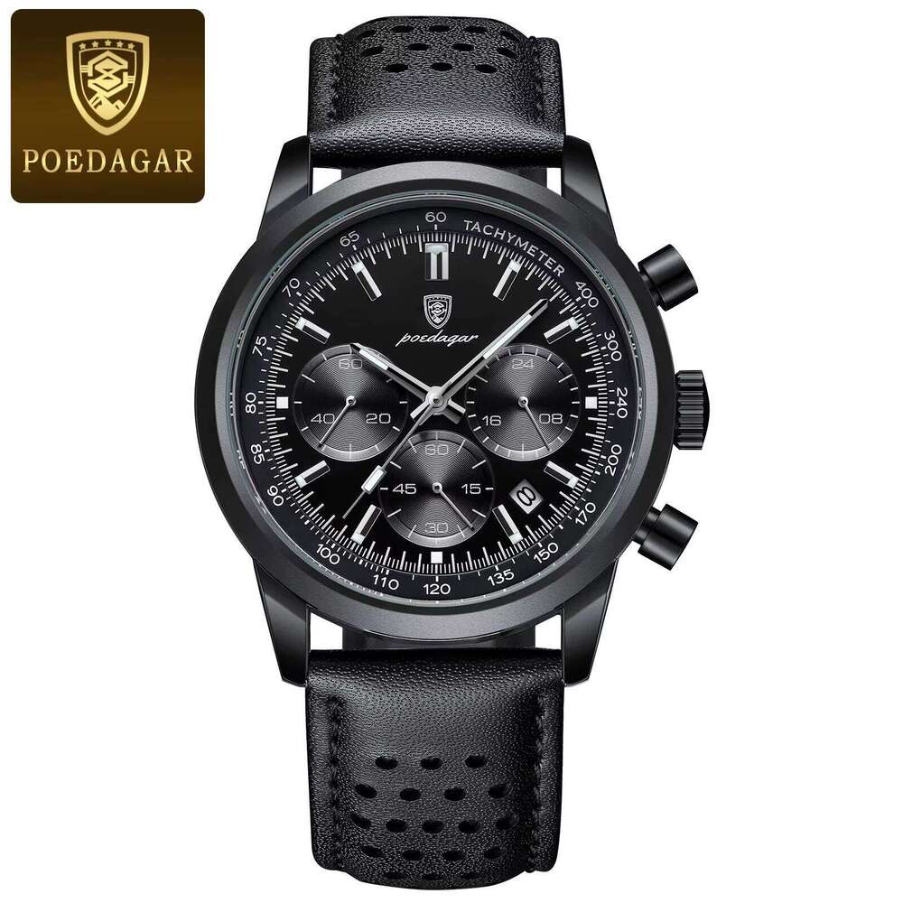 DHwatches POEDAGAR 2024 New 921 Man Watch High Quality Waterproof Luminous Wristwatch Leather Men Quartz Watches Casual Clock