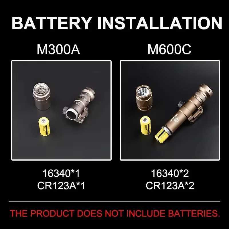 Vadsn Airsoft Tactical SF M600 M300 Weapon Flashlight M600C M300A White LED Light With Mlok Key Modbutton Pressure Switch Huntin W250722