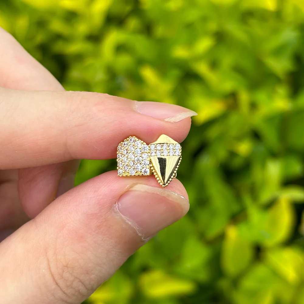 RACHELZ Hip Hop Double CZ Stone Teeth Grillz Fangs Fashion Micro-Paved Zircon Tooth Caps For Women Men Jewelry Dental Grills XJ250722