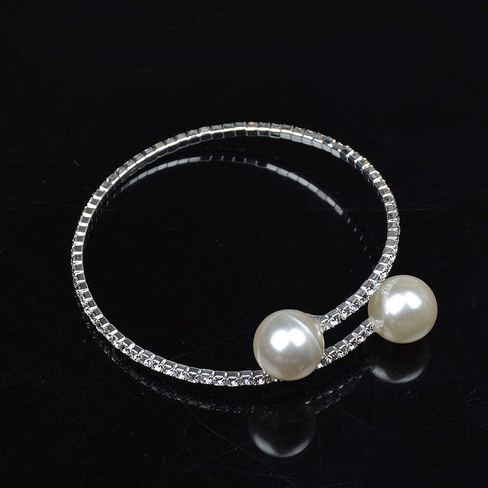 Trendy Student Jewelry Women's Daily Wear Pearl Bracelet Personalized Open Bangle