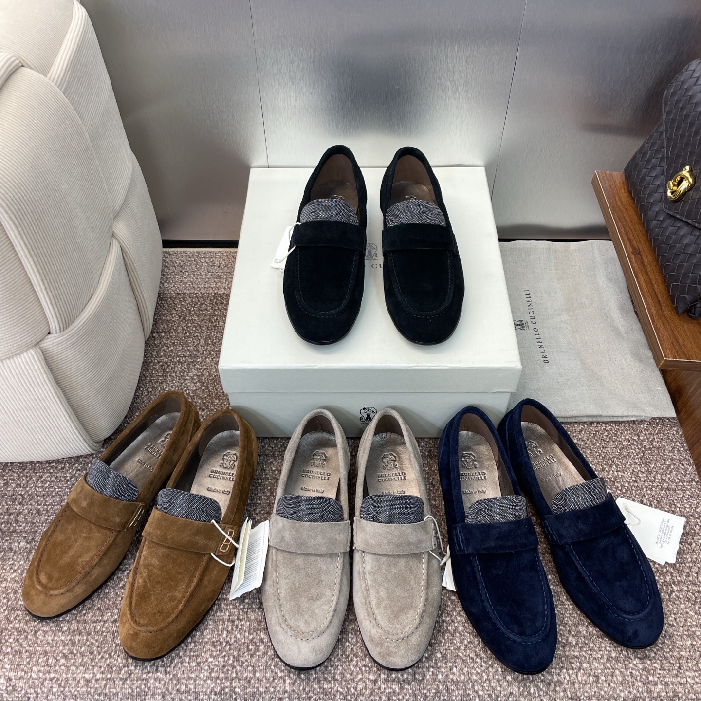 Womens ballet flat Brunello cuccinelli Dress Shoe Designer Mary Jane shoes Summer suede Leather Beads Loafers high quality Luxury Casual Crochet Mule Moccasin Shoe