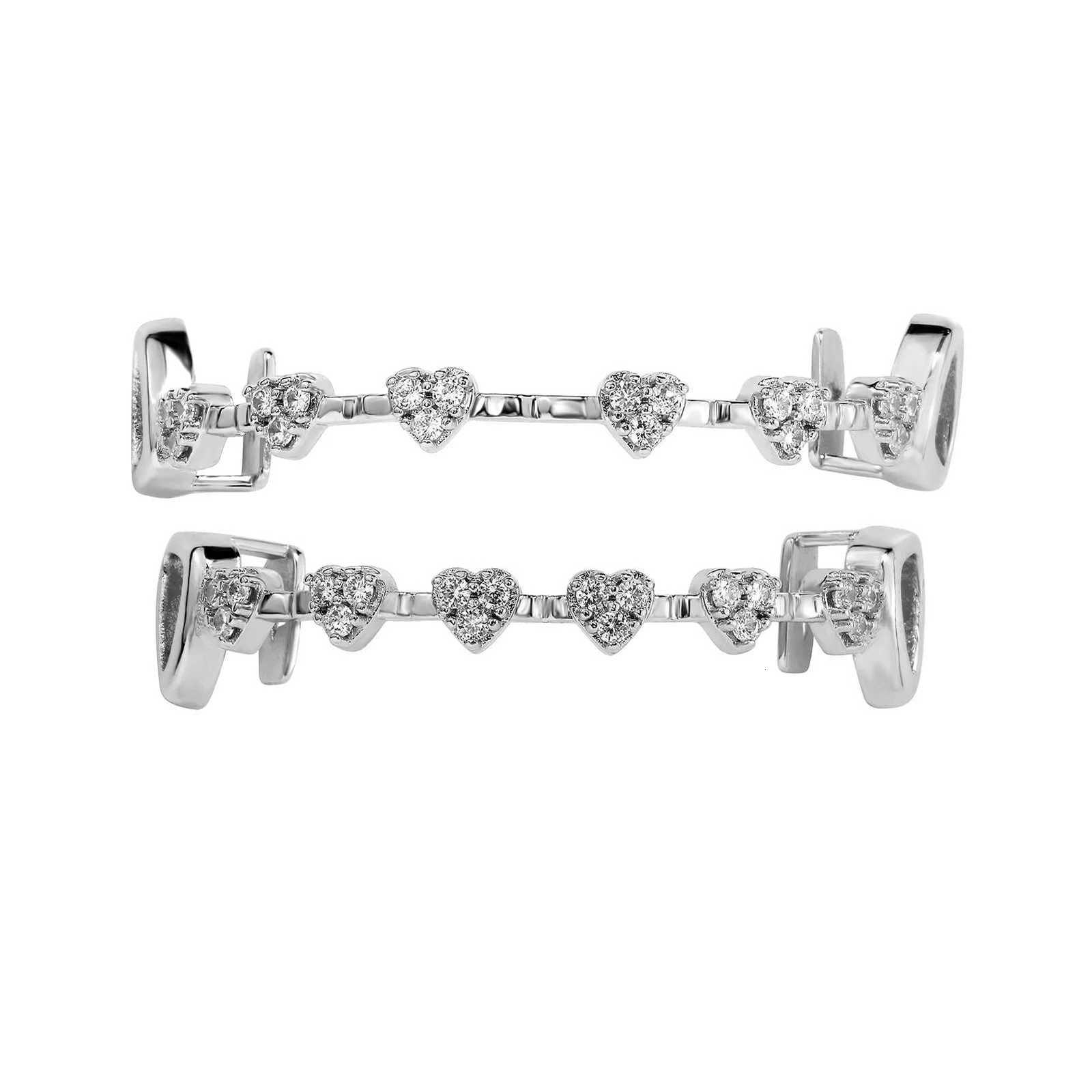 RACHELZ Hip Hop Full CZ Stone Hollow Teeth Caps For Women Men Jewelry Top Bottom Heart Zircon Tooth Grills Braces Cosplay H260630 - view 7