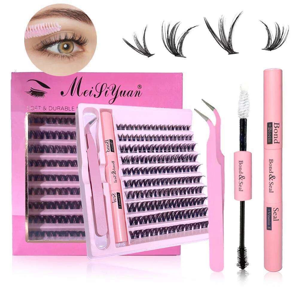 3D 190 PCS Cluster Lashes Kit Bond Seal, Makeup Tools,DIY Lash Extension Set with Glue Accessories and Eyelash Curler X250723