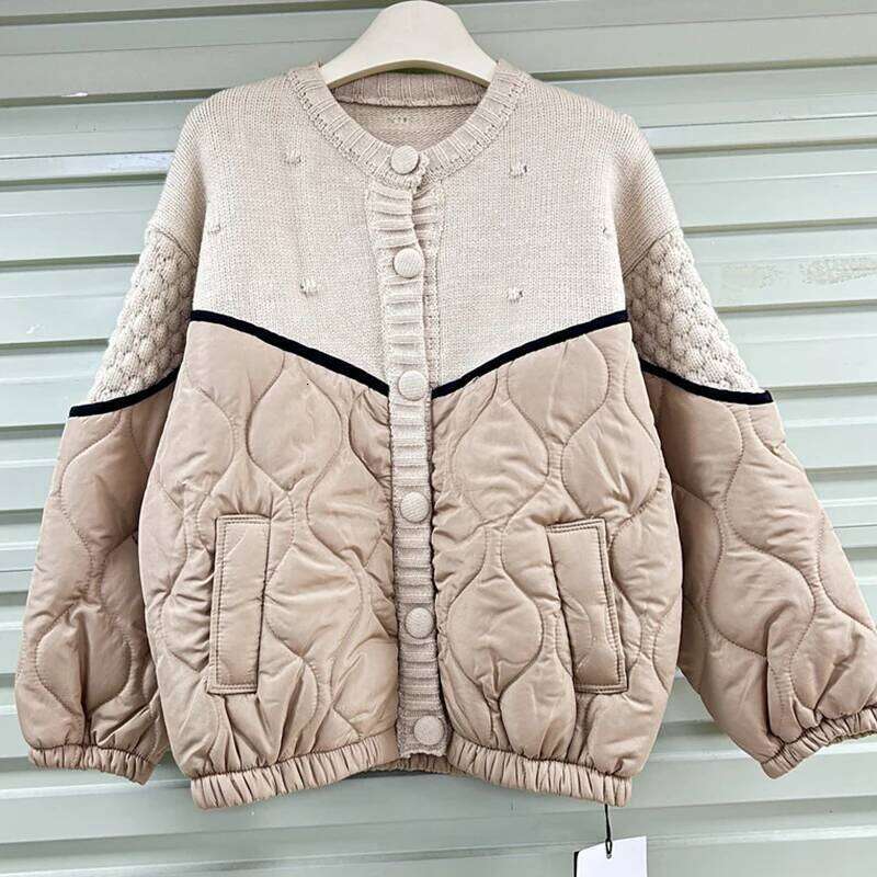 hoodie New Winter Women's Sweater Splicing Warm Coat Fashion Loose Casual Contrast Color Long Sleeve Jacket Female jacket