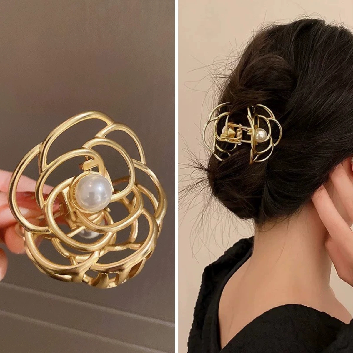 Chic Vintage-Inspired Camellia Hair Accessory with Straight Claws Feminine Jewelry for Everyday Use