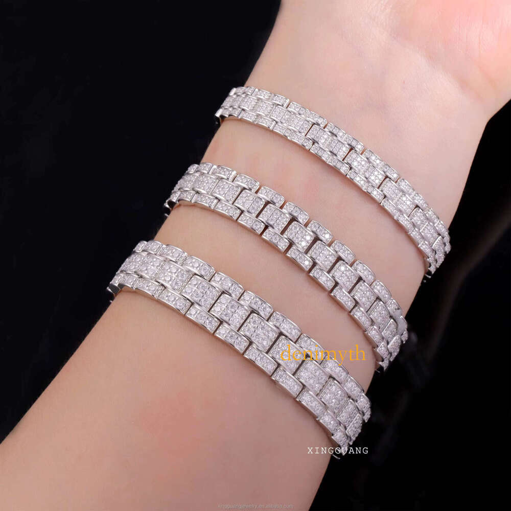 New Arrival Bracelets 8mm 10mm 12mm S Sier Ice Out Bling Moissanite Dia White Gold Plated Cuban Men Bracelet