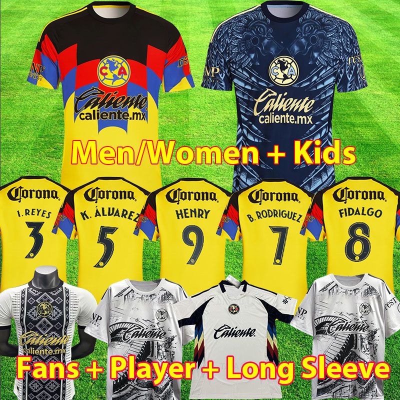 2025 2026 Club America Soccer Jerseys TRICAMPEON Patch Parches HENRY AGUIRRE 25 26 CA Football shirts Long Sleeve Player Version Liga MX men women kids Kit 3XL 4XL