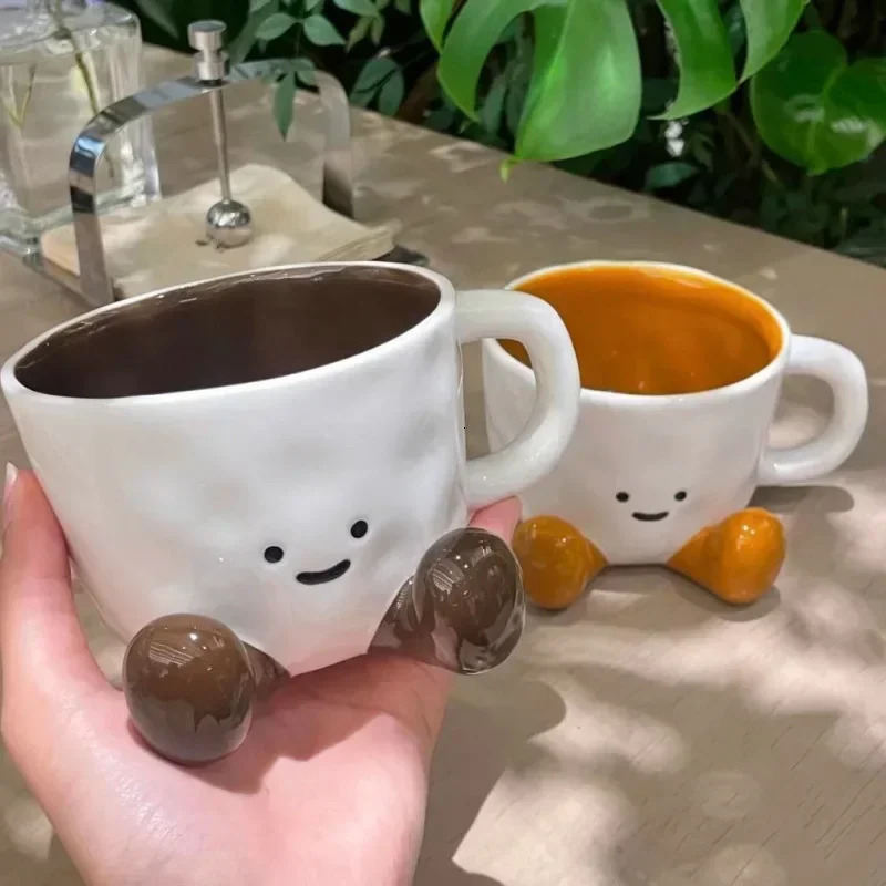 Cartoon Couple Ceramic Mug Creative Coffee Milk Tea Water Cup Cute Children Breakfast Household Drinkware 250723