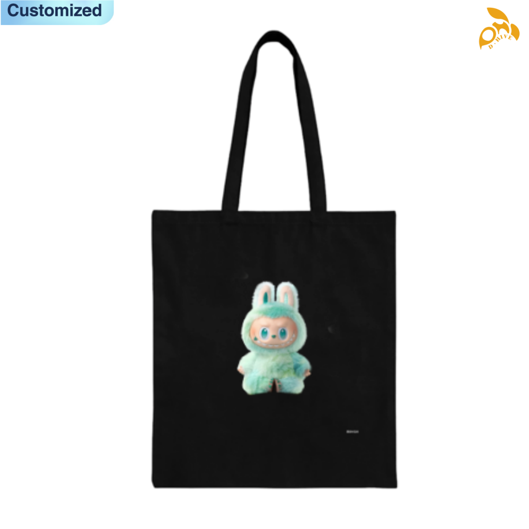 Free shipping fashion designers customize LABUBU Canvas Bags high-quality black full-print tote bags high quality soft