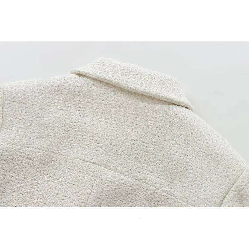 hoodie New Women With Pockets Tweed Jacket Long Sleeve Lapel Collar Female Cropped Coat High Street Elegant Outerwear jacket