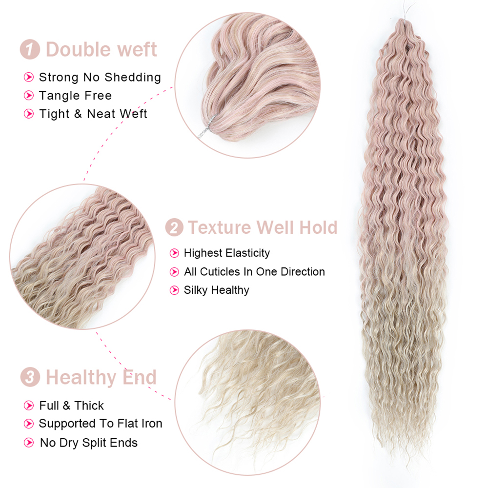 Deep Water Wave Synthetic Natural Crochet Hair Extensions Hair Bulk Wholesale French Curls Braiding Hair Extension for Women 30Inch 1pcs