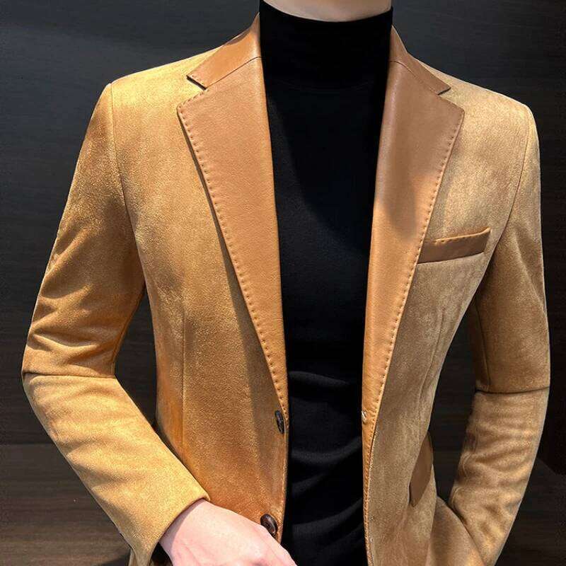 Single Breasted Splicing New In Jacket for Men Vintage Coats Designer High Quality Spring Clothes Man Suits and Blazers