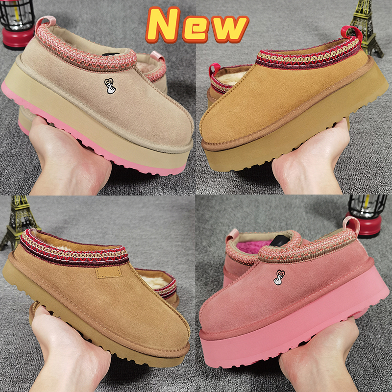 2025 Designer Slides Womens Tasman Slippers Tazz Platform Boots Classics Ultra Mini Clogs Women Mens Slipper Chestnut Fur Winter Suede Shearling Snow Booties