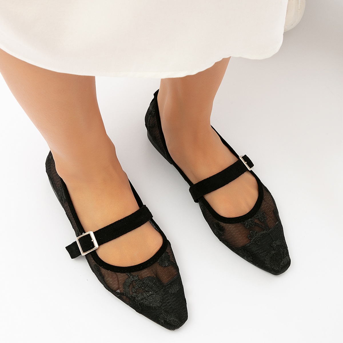 women's flat single shoes New sexy solid color net sand elegant and versatile