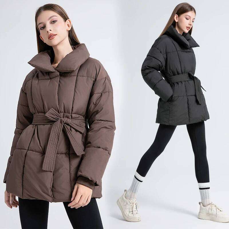 hoodie Women Winter Jackets with Belt Fashion Slim Warm Thick Turn Down Collar Coat Female Outwear Top Parkas Style jacket