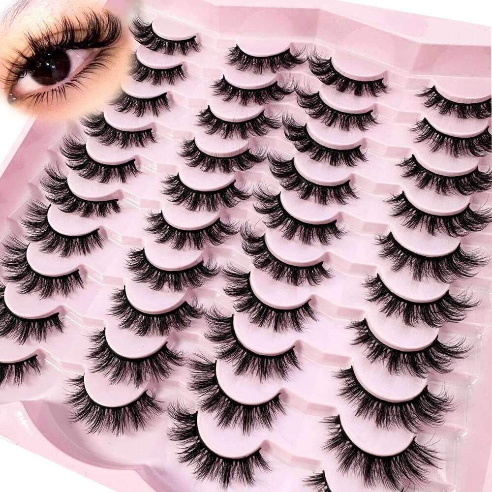 20pairs 5D Fluffy Eyelashes D Curl Thick Cat Eye Lashes Soft Wispy 8D Volume Fake Eyelash Extension Makeup X250723