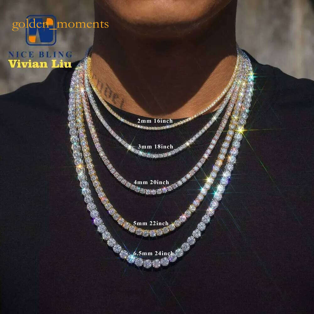 Wholesale Price Sterg Sier Bracelet Necklace Vvs Moissanite Hip Hop Jewelry Iced Out Dia Tennis Chain
