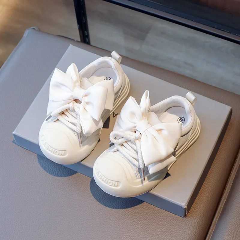 Girls Princess Children Non-slip Thick Bottom Sports Shoes Kids Student Hook and Loop Bow Tie Casual Running Sneakers C260130