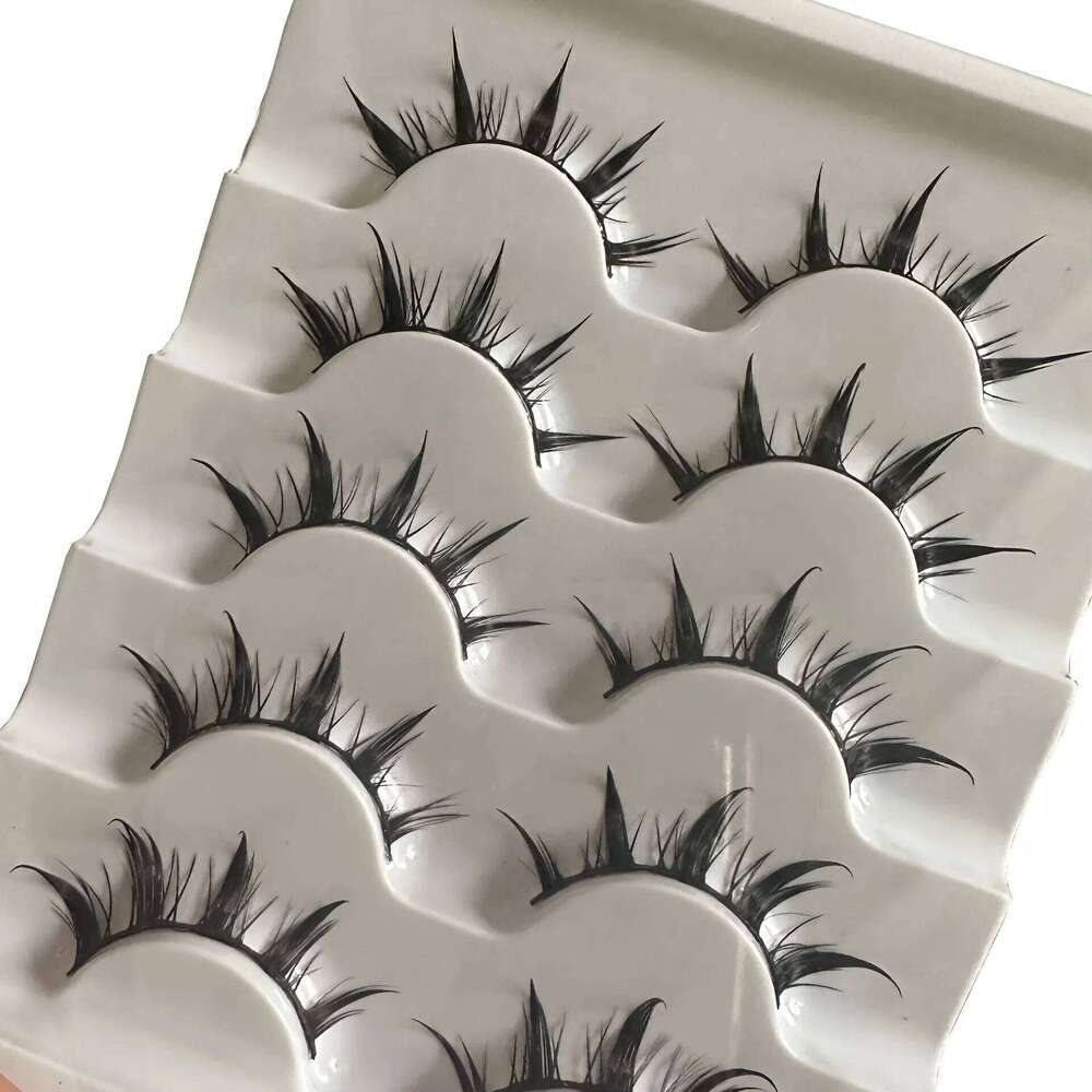 Anime-Inspired False Eyelashes, 5 Pairs Cartoon Eye Faux Lashes, Dramatic Look Demon Style, Volumizing & Lengthening X250723