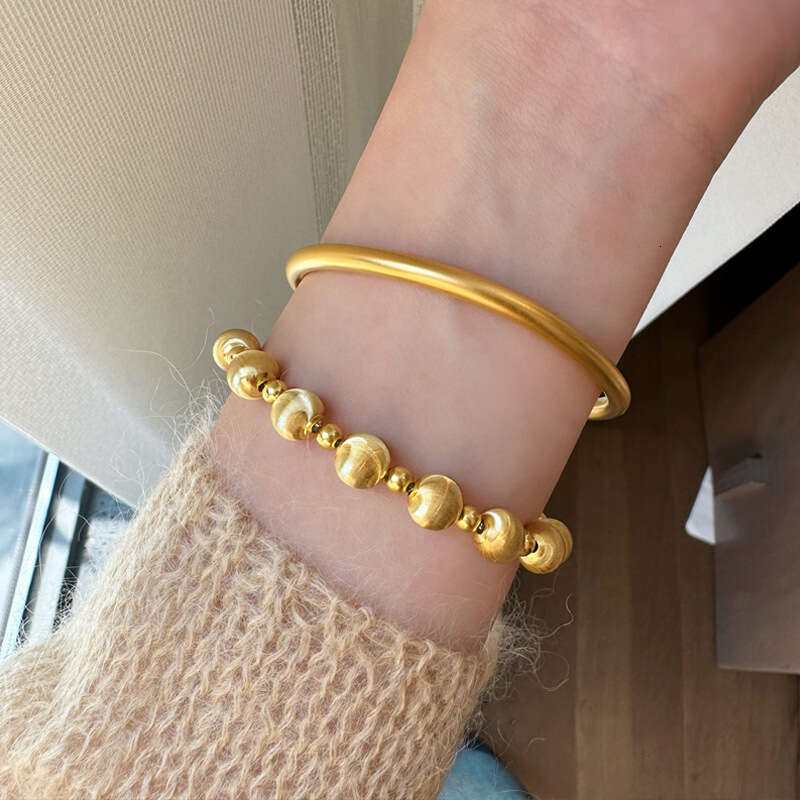 Real Gold Plated Cat Eye Brushed Round Ball for Women, Non-Fading, High-End Feel, Niche New Chinese Style Bracelet Jewelry