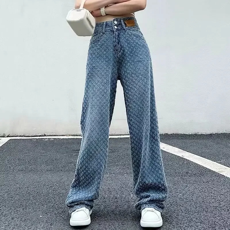 Spring Summer Fashion Office Lady Appear Thin Jeans Women Simplicity High Waist Wide Leg Trend All-match Temperament Straight 250723