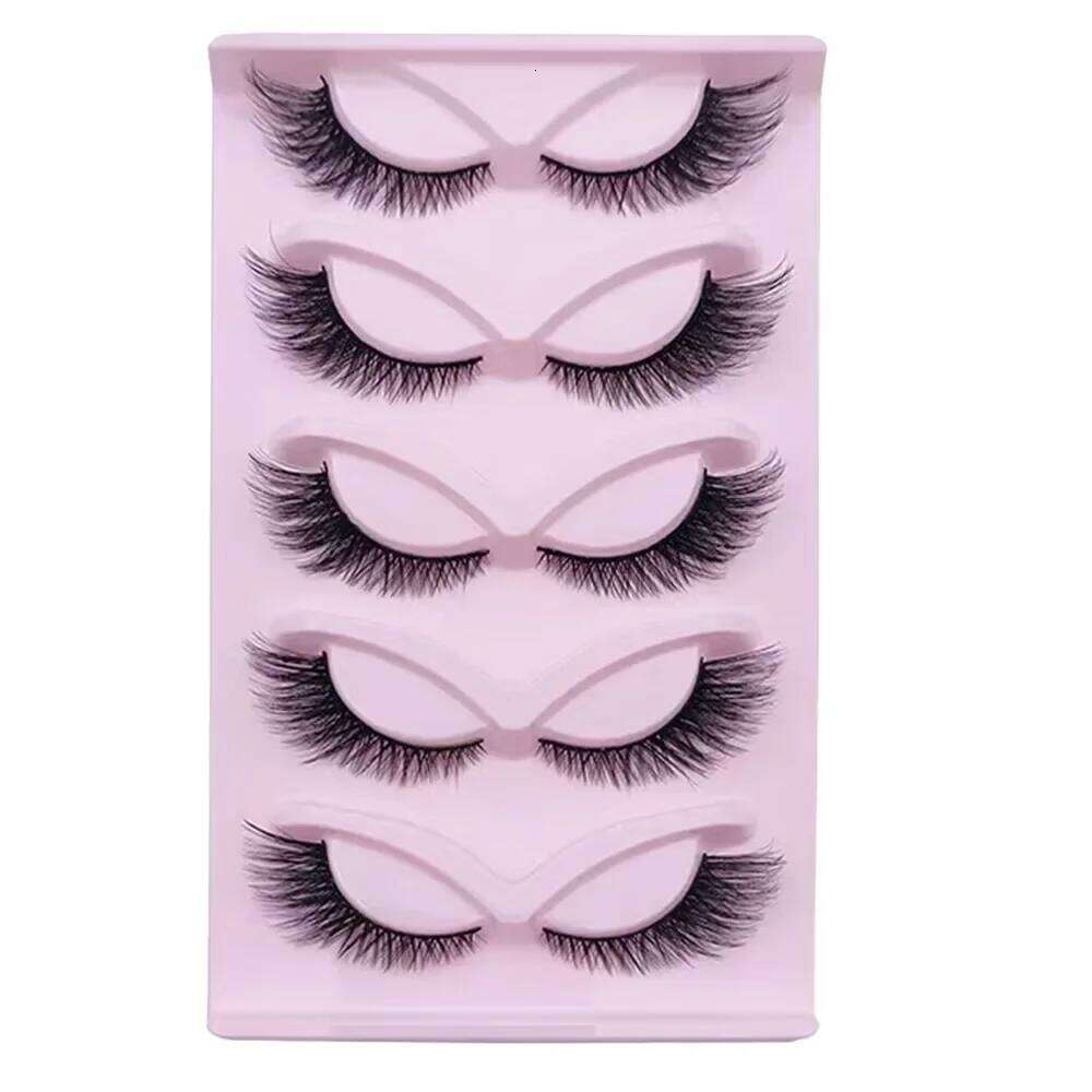 5 Pairs Wispy Fake Fluffy Cat Eye Lashes Extensions False Eyelashe X250723
