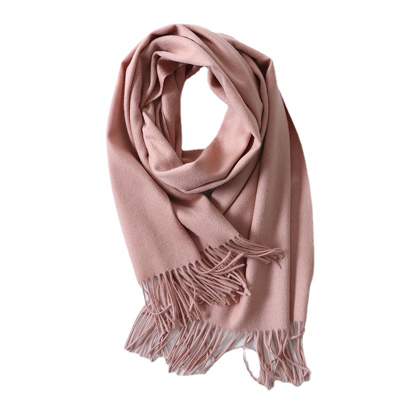 K1441 Autumn and winter solid color wool warm shawl scarf for girls high-end tassel ladies all-match cape