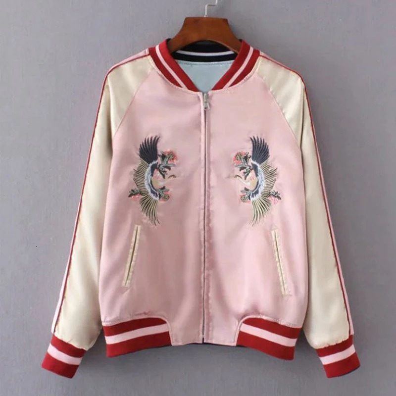 Sukajan Tiger Embroidered Women Bomber Baseball Jacket Japan Harajuku Female Coat Girls Clothing Two Sides Wear 250723