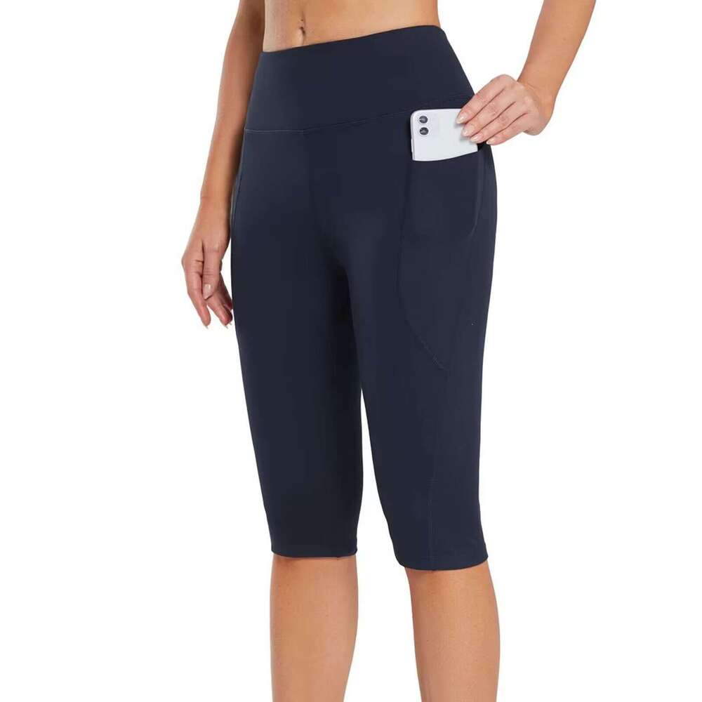 Women's Spring Summer Trendy Pocket Yoga Fitness Sports Leggings Plus Size Capri Pants B5