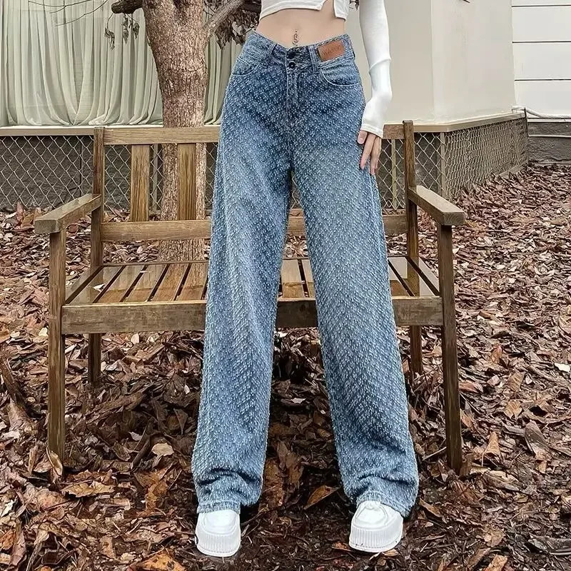 Spring Summer Fashion Office Lady Appear Thin Jeans Women Simplicity High Waist Wide Leg Trend All-match Temperament Straight 250723