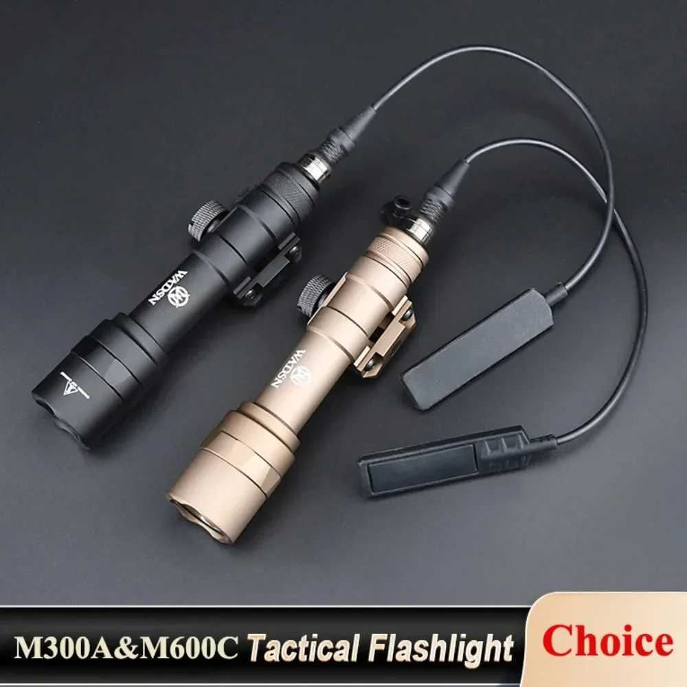 300A/M600C Tactical Weapon Gun Light Fit 20mm Rail Outdoor Hunting Scout Rifle LED Flashlight Airsoft Scout Accessories W250722