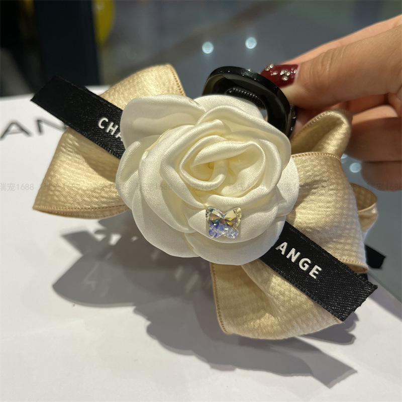 Bow hair clip High grade flower hair accessories female Tiktok net red with ponytail headdress headband