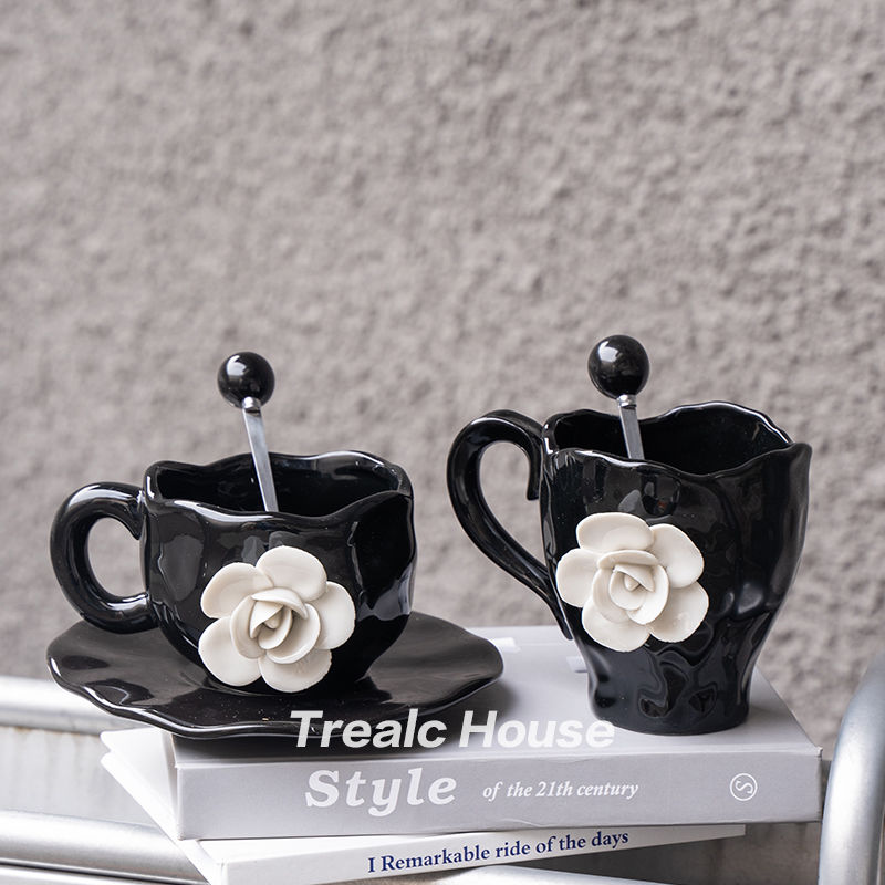 Designer Coffee Cup Camellia Bone China Luxury Mug Set Elegant Coffee Cups Pair Premium Ceramic Tea Cups Tea Coffee Mugs and Saucers Gift Sets Drinkwa