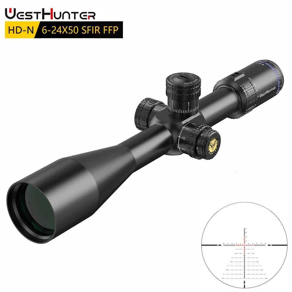 WestHunter HD-N 6-24X50 SFIR FFP ZERO STOP Scope First Focal Plane Riflescope /0MIL Red Illumination Hunting Optical Sights W250723