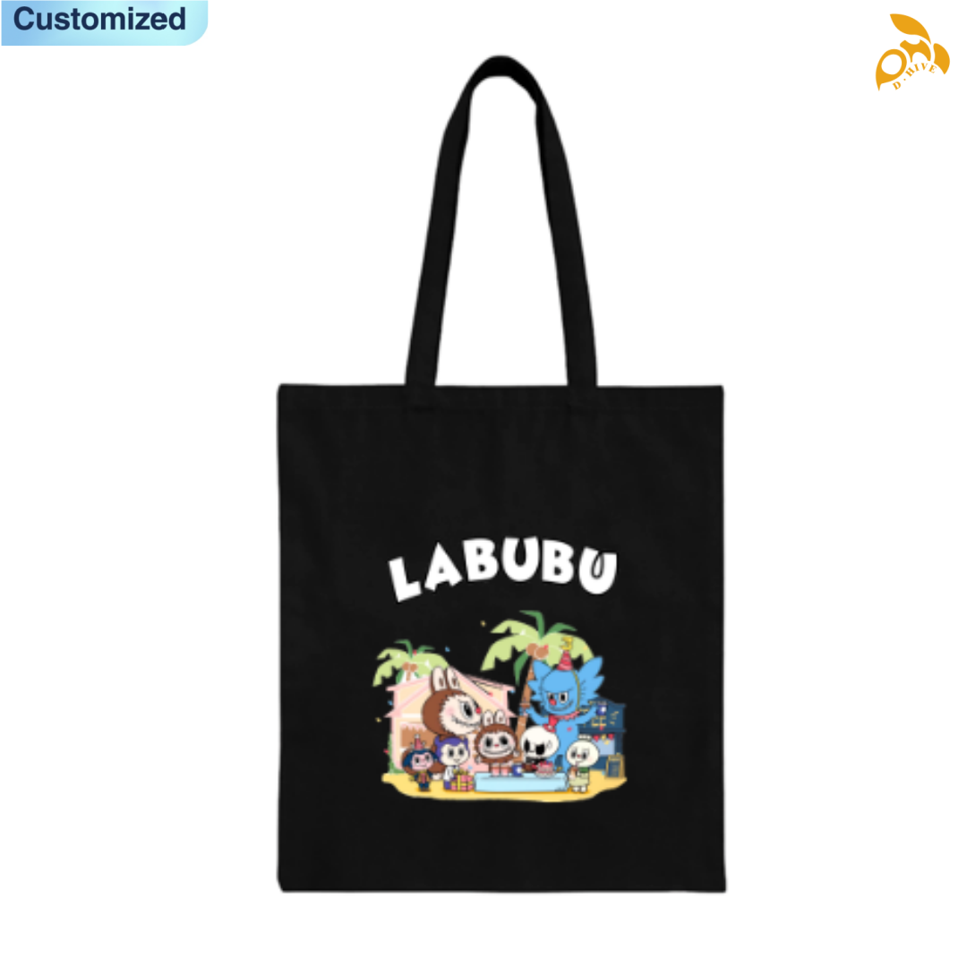 Free shipping fashion designers customize LABUBU Canvas Bags high-quality black full-print tote bags high quality soft