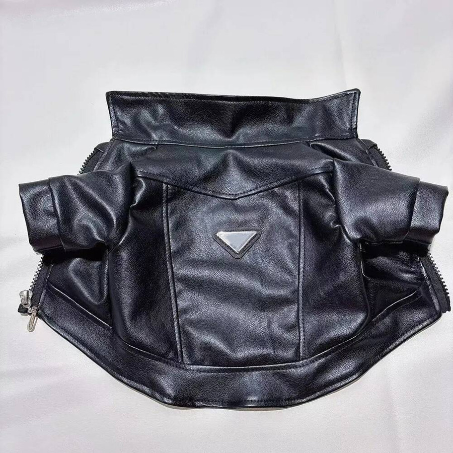 Designer Leather Winter Dog Coat for Small Medium Dogs Windproof Waterproof Puppy Jacket Cool Pets French Bulldog Yorkie Clothes S 592