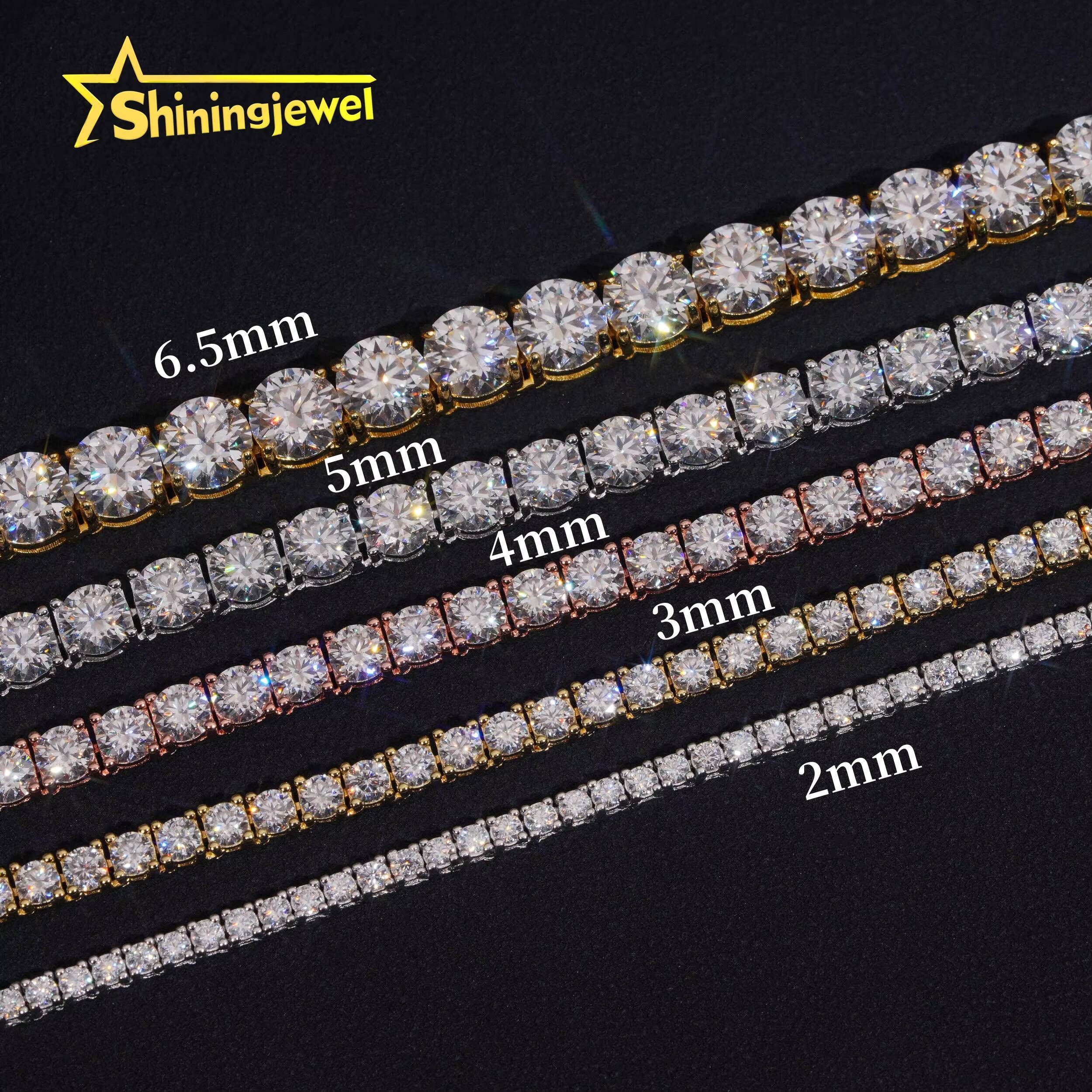 GRA Certificated 925 Silver 2MM to 5MM Moissanite Tennis Chain Men Fine Jewelry Moissanite Tennis Necklace Pass Diamond Tester