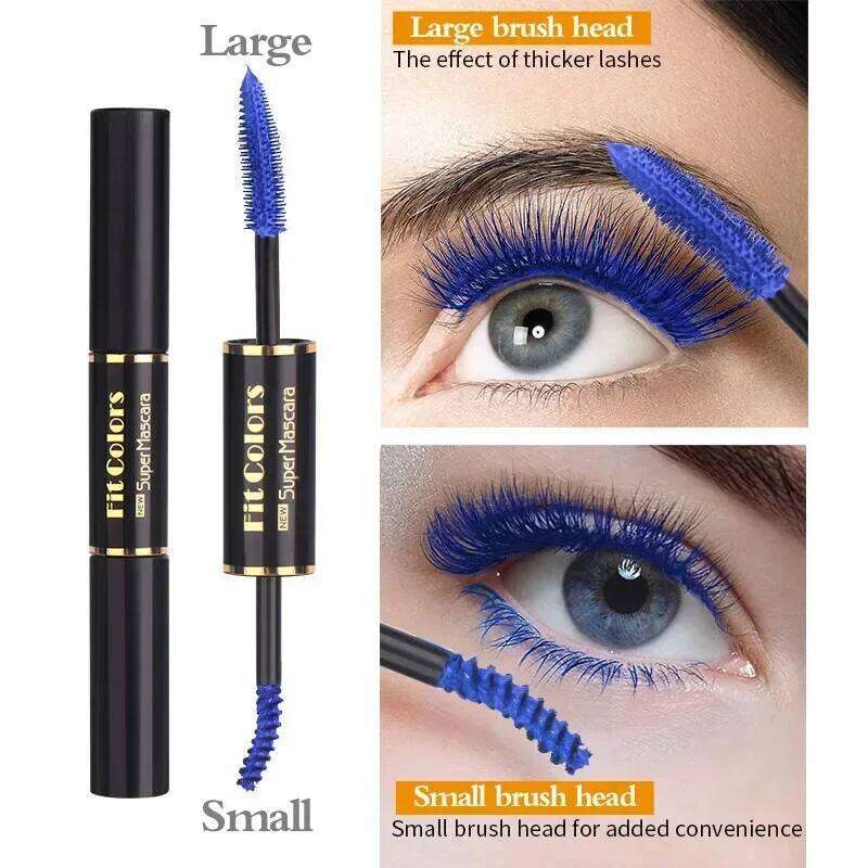 1pc Double head Waterproof Colorful Eyelashes Extension Thick Curling Quick Dry Long-lasting Blue ple White Mascara X250722