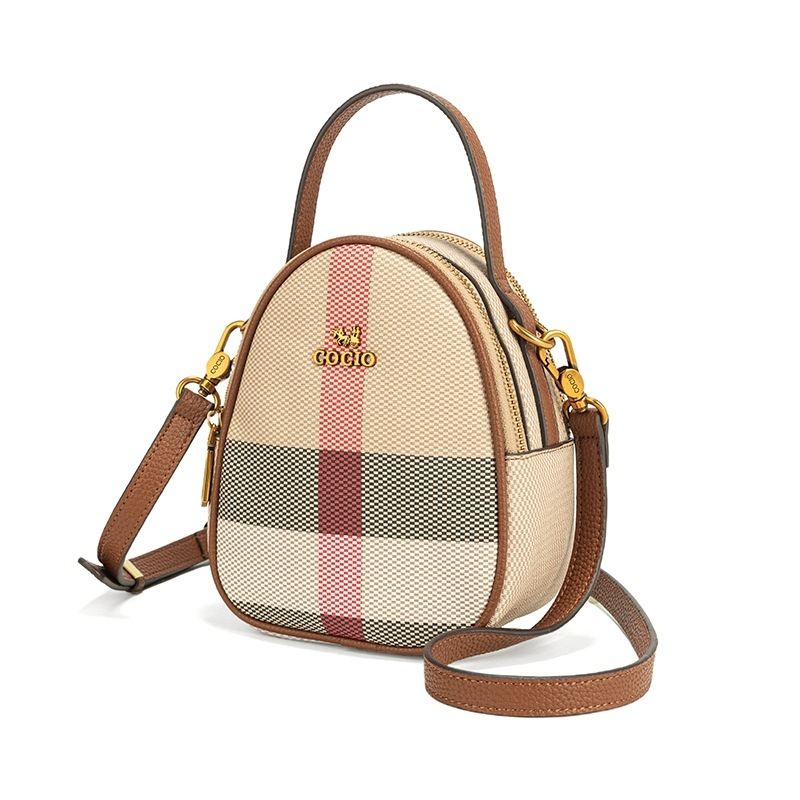 COCIO designer Shoulder Bags New plaid mini handbag canvas simple casual vintage crossbody bag