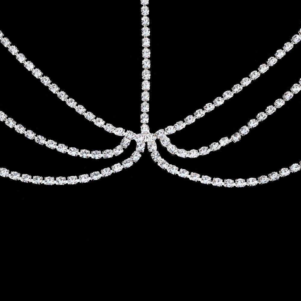Multi layer Tassel Forehead Hair Chain VVS Moissanite Studded Shiny Ball Mask Exquisite Bride Wedding Hip Hop Accessory