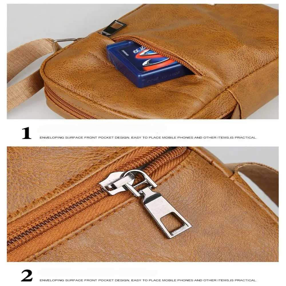 New PU Leather Mens Crossbody Bag Large Capacity Waterproof Shoulder Bag Phone Bag Casual Handbag Business Man Messenger Bag S250723