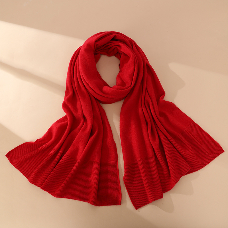 K1447Simple and versatile cashmere knitted scarf shawl dual-purpose thick warm neck scarf for men and women