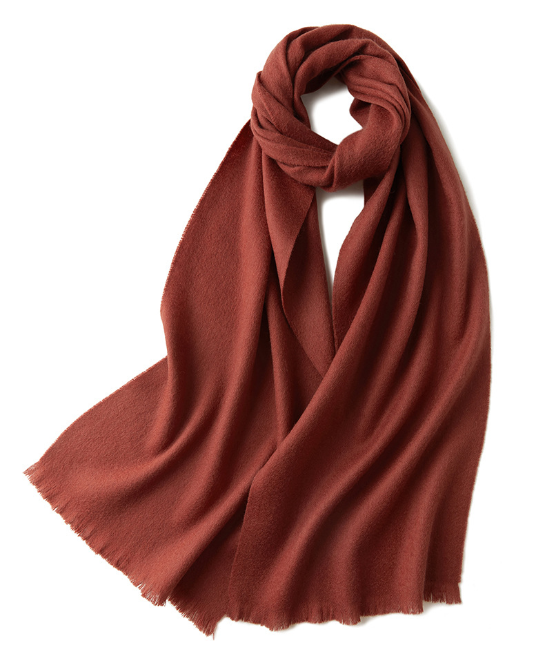K1449 Manufacturers wholesale pure wool scarf unisex autumn and winter warm neckband versatile solid color tassel wool shawl