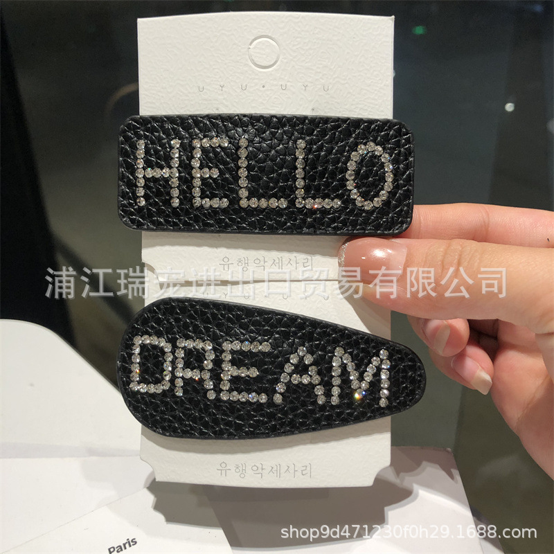 9 Colors Leather Waterdrop Letter Hair Clip Women Girl Cute Letters Barrettes for Gift Party Fashion Hair Accessories