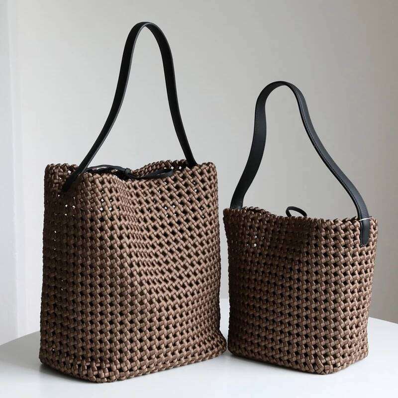 Women Large Capacity Designer Hollow Handbag 2025 New Woven Strap Underarm Shoulder Tote Bag
