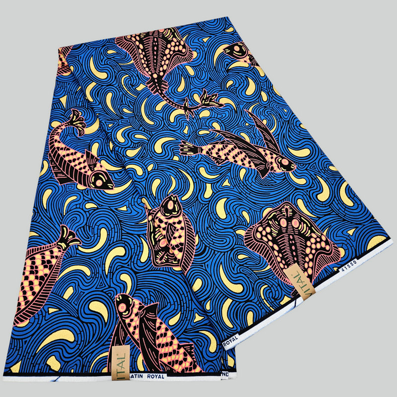 Dutch Wax Print Fabric - Shiny Golden Satin Woven Material for Fashion Designs | Machine Washable | 6 Yards Per Piece